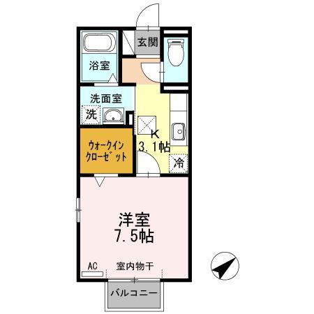 カーサベッラ(1K/1階)の間取り写真