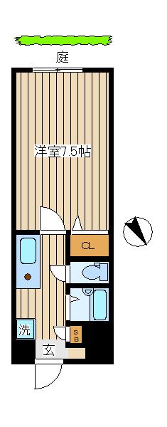ウィローハイツ(1K/1階)の間取り写真