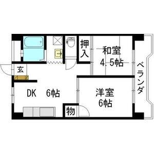 パールハイツ(2DK/4階)の間取り写真