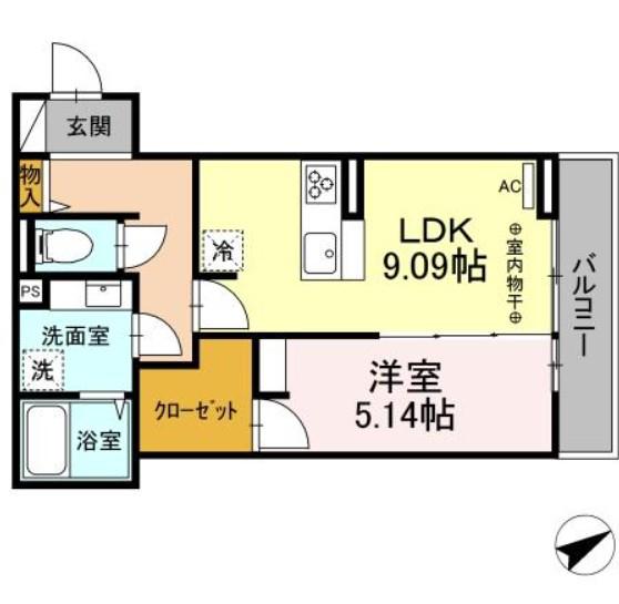 ムーンヒルズ(1LDK/2階)の間取り写真