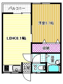 RHYTHM柏原(1LDK/3階)の間取り写真