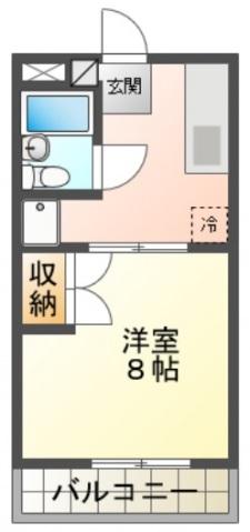 メルカードあさひII(1DK/1階)の間取り写真
