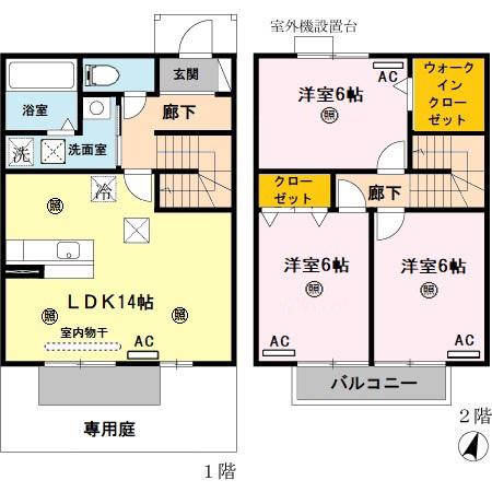サンクレール(3LDK/1階)の間取り写真
