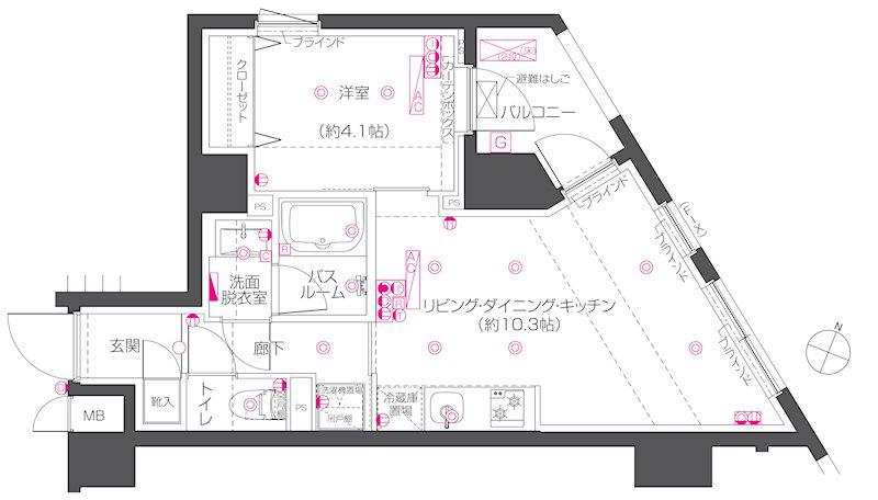 ZOOM練馬高野台(1LDK/2階)の間取り写真