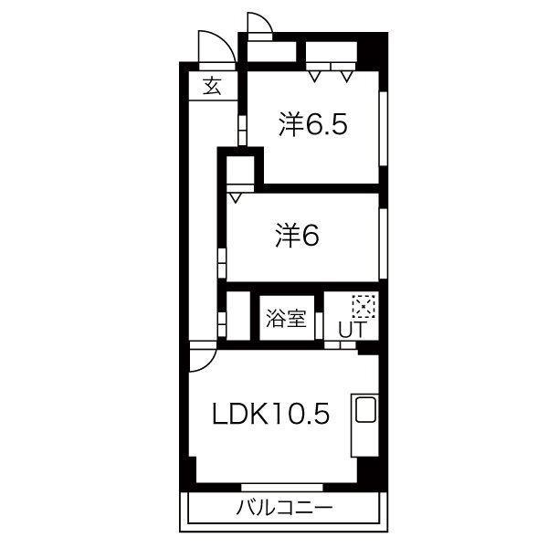 ロータスマーシュ元今泉(2LDK/3階)の間取り写真