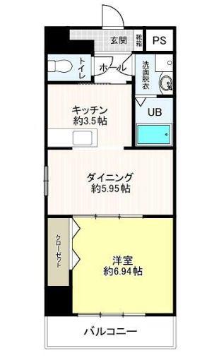 トレステーラDUVA(1DK/6階)の間取り写真