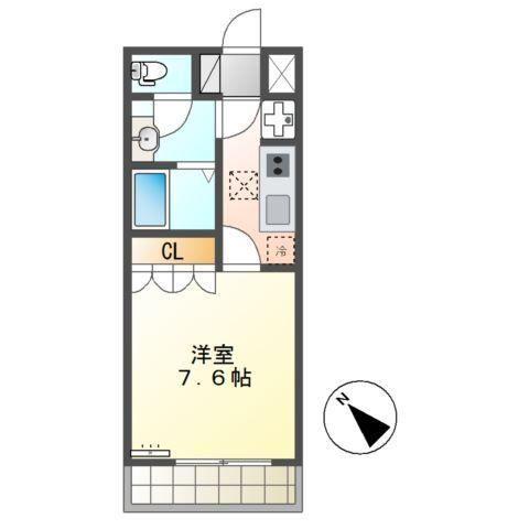 ブランシュール(1K/2階)の間取り写真