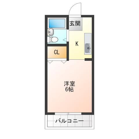 シャトー第2花園(ワンルーム/4階)の間取り写真