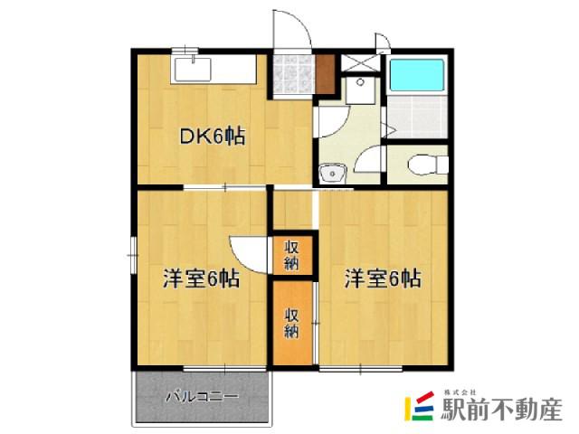 フリーダム美鈴ヶ丘II(2DK/2階)の間取り写真
