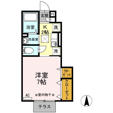 クレベール(1K/1階)の間取り写真