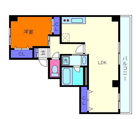 メイピース芦屋(1LDK/5階)の間取り写真