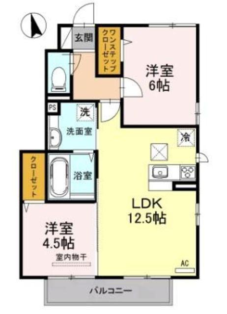 グランルミエールB棟(2LDK/1階)の間取り写真