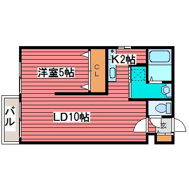 フォンテーヌ福住(1LDK/2階)の間取り写真
