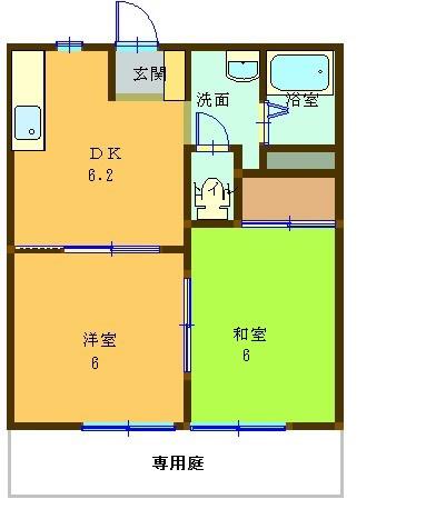 アンシャンテ(2DK/1階)の間取り写真