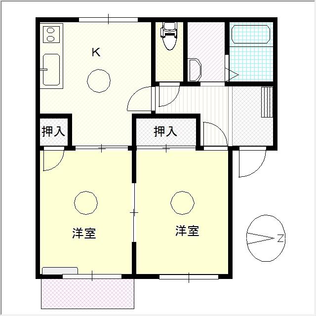 マイルドスクエアA・B(2K/2階)の間取り写真