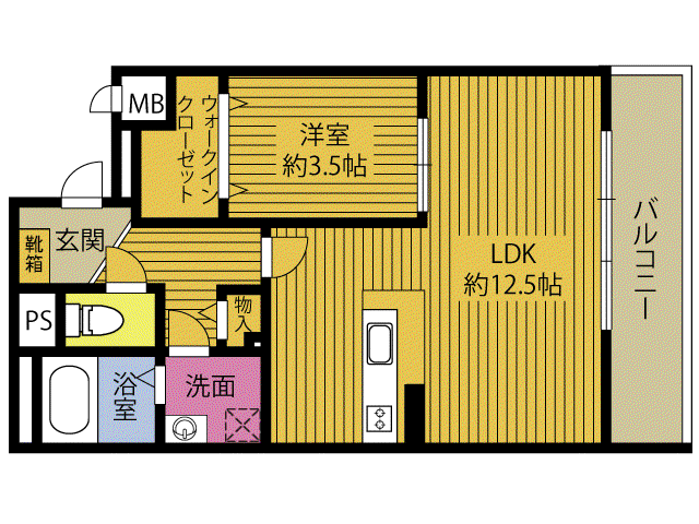 KAIN ROOMS HIRATA(1LDK/5階)の間取り写真