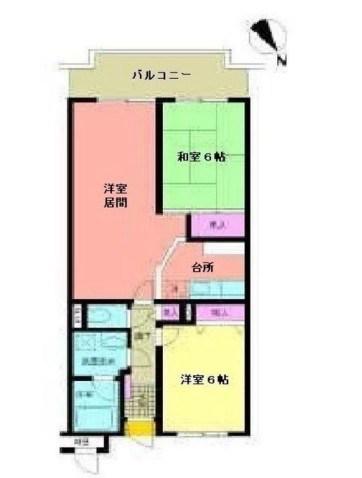 サンライト西新宿(2LDK/4階)の間取り写真