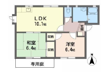 フレグランス今市(2LDK/1階)の間取り写真