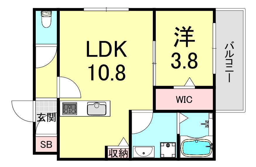 クローバー富士1号館(1LDK/2階)の間取り写真