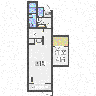 ノーサ音楽堂(1LDK/1階)の間取り写真