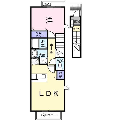 パラッツオB(1LDK/2階)の間取り写真