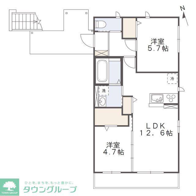 コティクオーレ2(2LDK/1階)の間取り写真