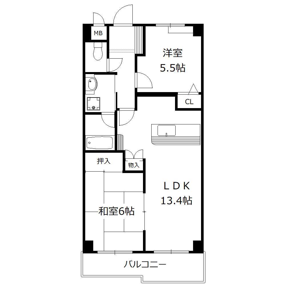 アドバンスヴィラ(2LDK/4階)の間取り写真