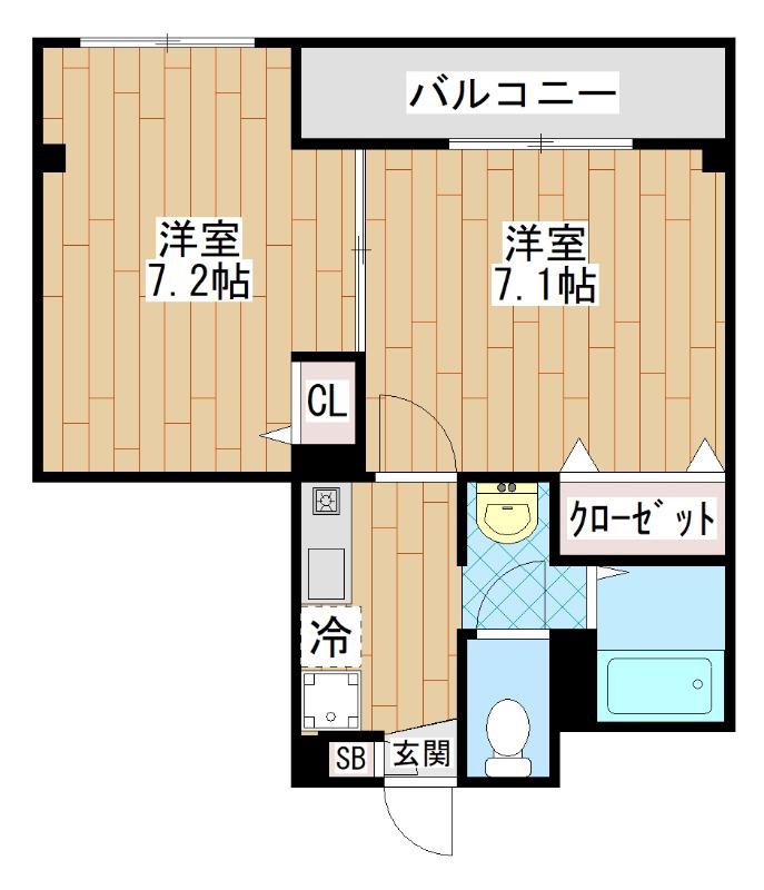 アンプルールフェール坂下(2K/1階)の間取り写真