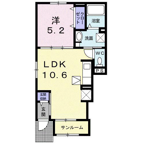 フロンティア・コート(1LDK/1階)の間取り写真