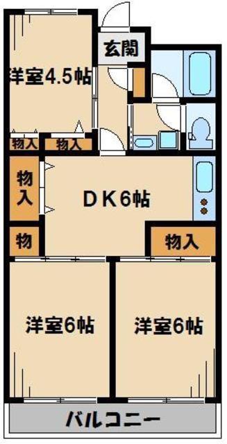 アルカディア岸(3DK/5階)の間取り写真