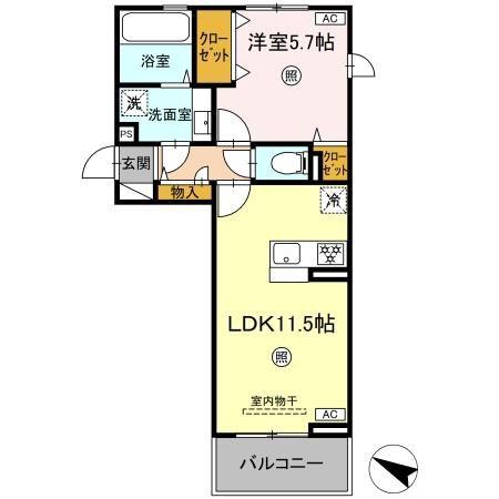 CIEL A棟(1LDK/3階)の間取り写真