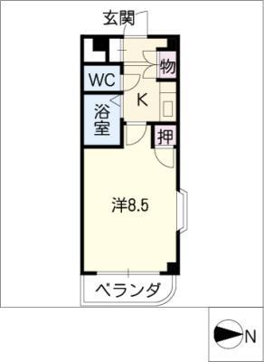 アームス東畑(1K/6階)の間取り写真
