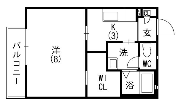 プレミールI(1K/2階)の間取り写真