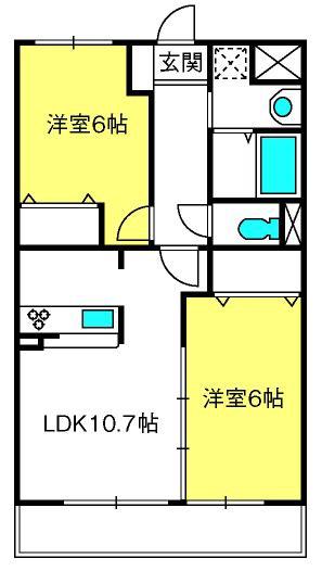 キャンディット(2LDK/3階)の間取り写真