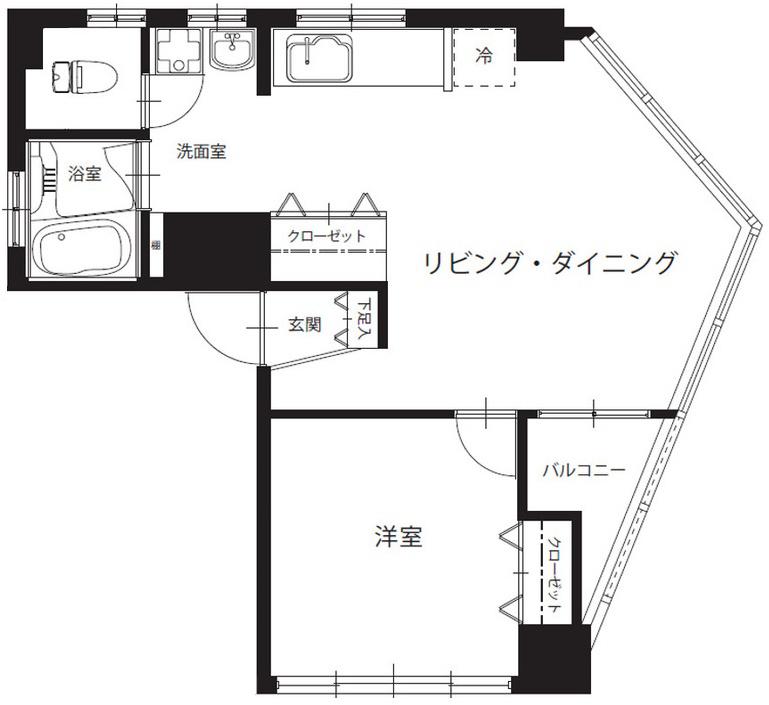 海老ビル(1LDK/6階)の間取り写真