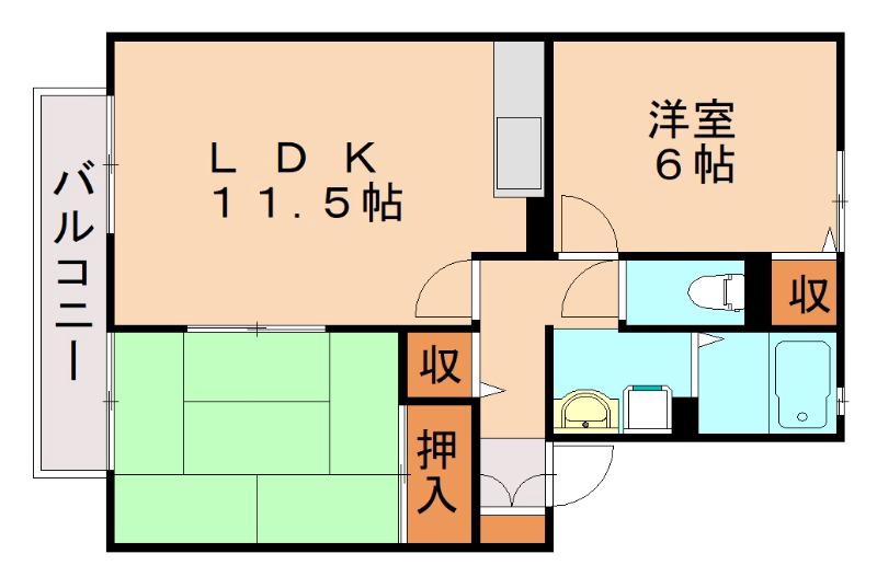 ウィルモアWADA(2LDK/1階)の間取り写真