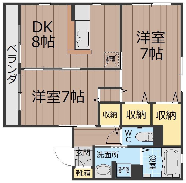 シャルマンハイム(2DK/2階)の間取り写真