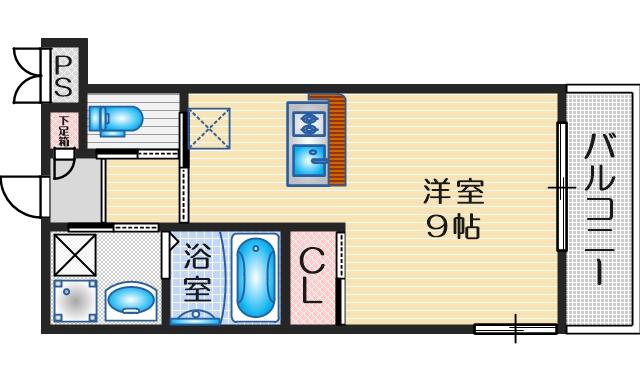 グリュック豊津(ワンルーム/1階)の間取り写真