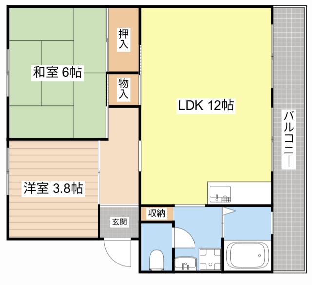 南井ハイツ(2LDK/1階)の間取り写真