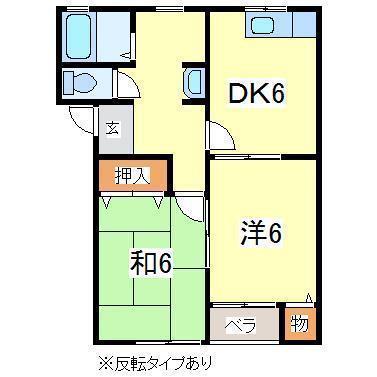 マーブルF(2DK/2階)の間取り写真