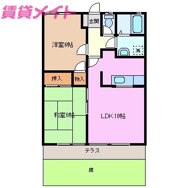 アールコートNAO(2LDK/1階)の間取り写真