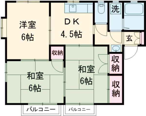 フローラルまつぎB(3DK/2階)の間取り写真