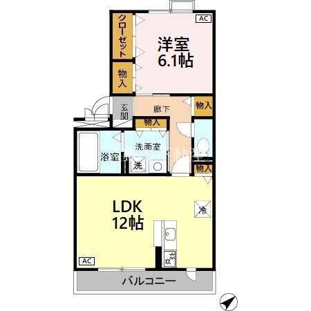 フィオーレ松本(1LDK/2階)の間取り写真
