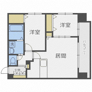 モルティーニ西線通(2LDK/4階)の間取り写真