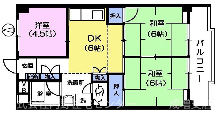 コーポチェリー(3DK/2階)の間取り写真