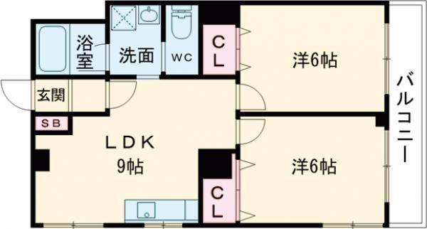 メゾン南山(2LDK/4階)の間取り写真