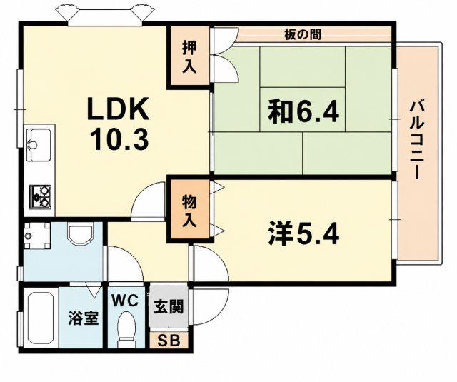 ヴィオール(2LDK/2階)の間取り写真