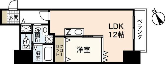 京橋町レジデンス広島駅前通(1LDK/7階)の間取り写真