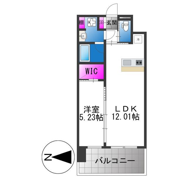 プレジオ玉造(1LDK/5階)の間取り写真