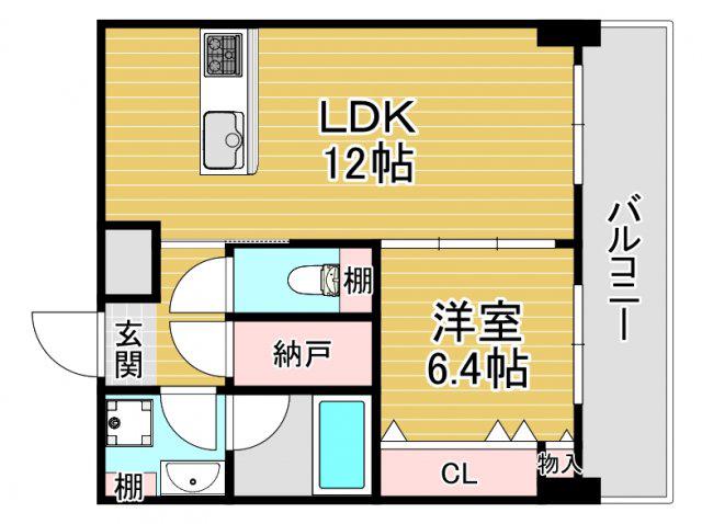GRAND VILLASSE 福島(1LDK/6階)の間取り写真